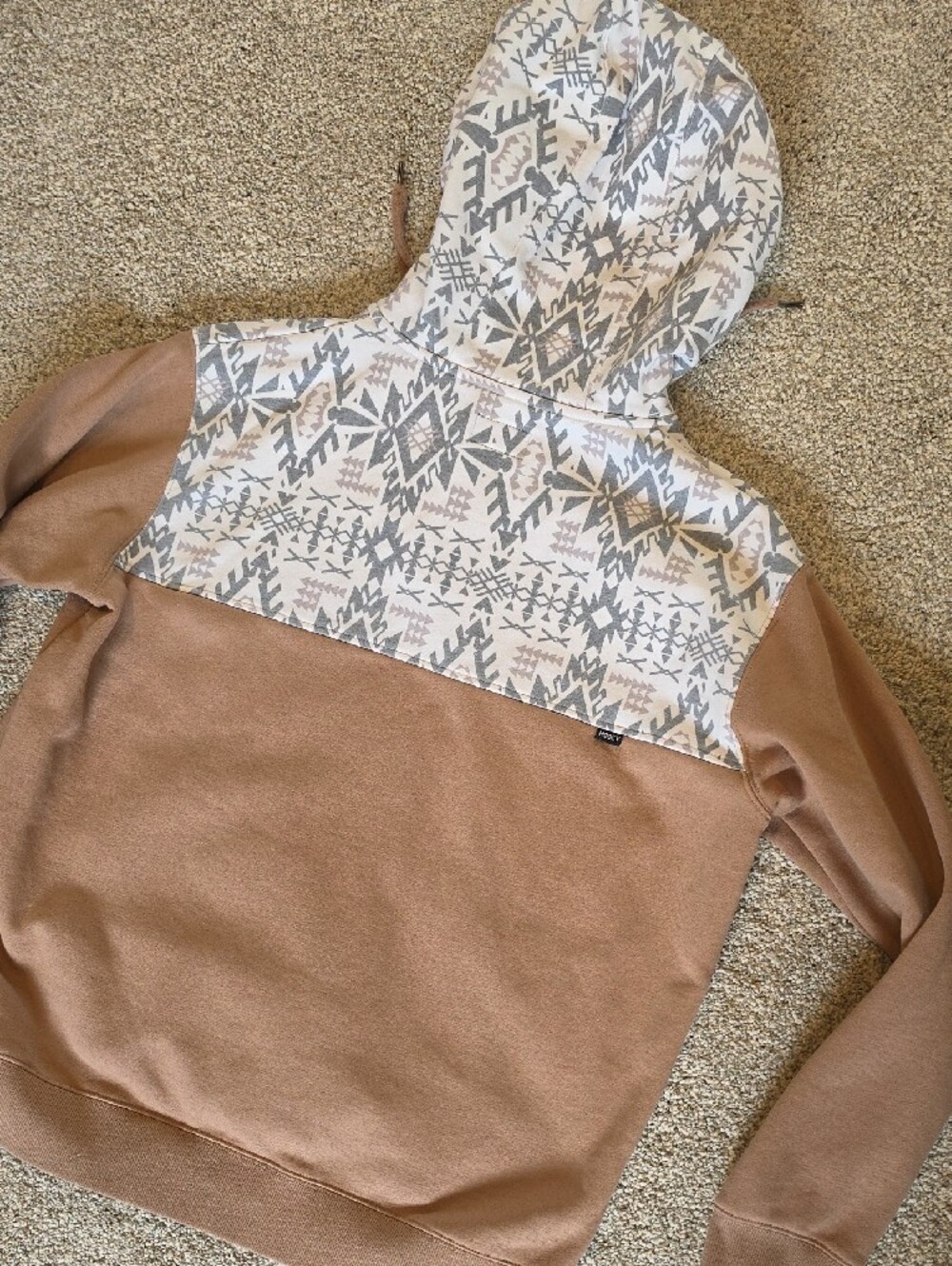 Hooey Aztec Yoke Pullover Hoodie - Tan & White - Picture 4 of 5
